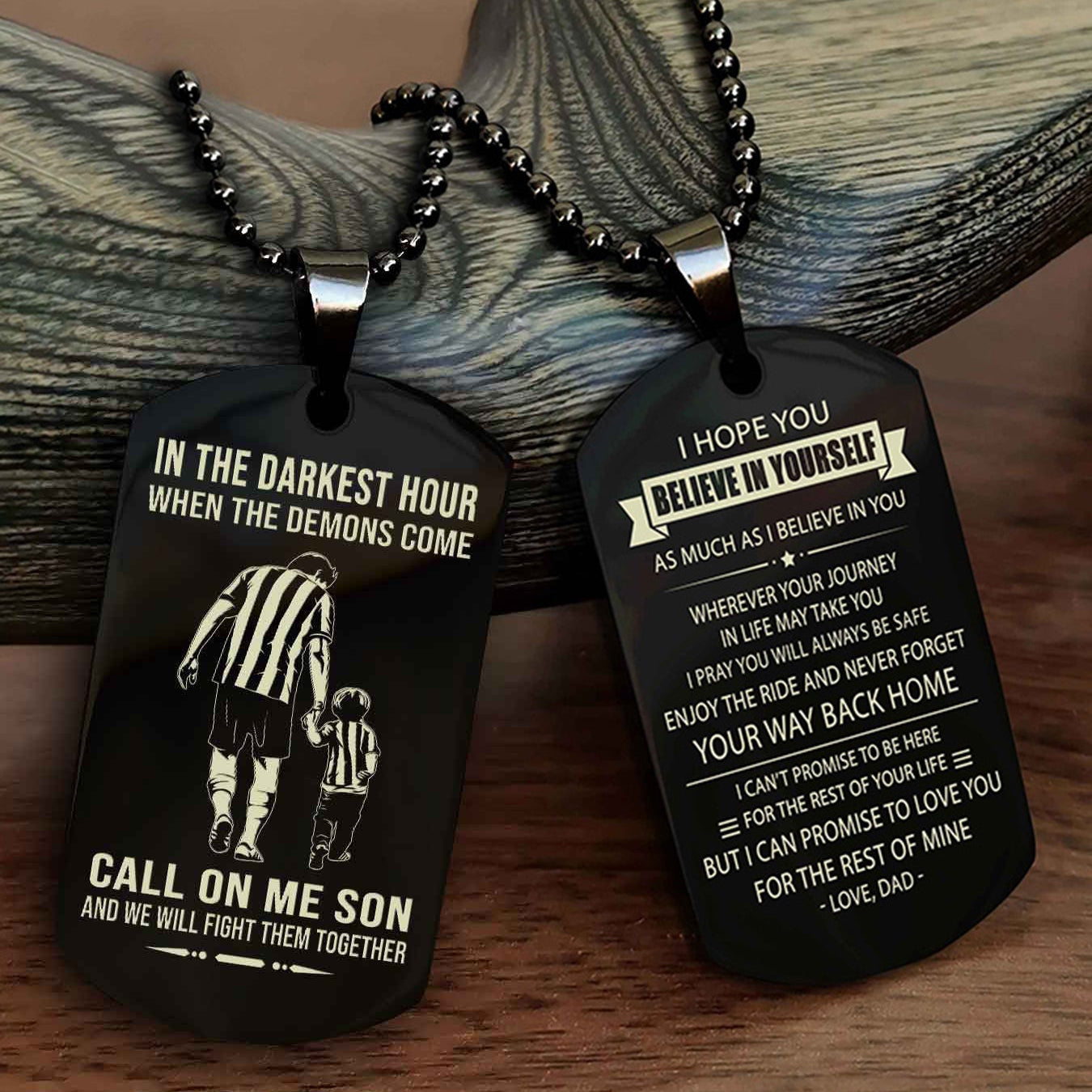 DRB Double Sided Dog Tag Call On Me Son - Gift For Son From Dad Never Forget Your Way Back Home