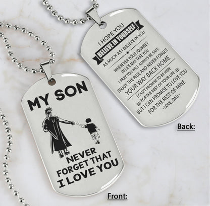 DRB Personalized Double Sided Dog Tag To My Son Never Forget That I Love You - Never Forget Your Way Back Home