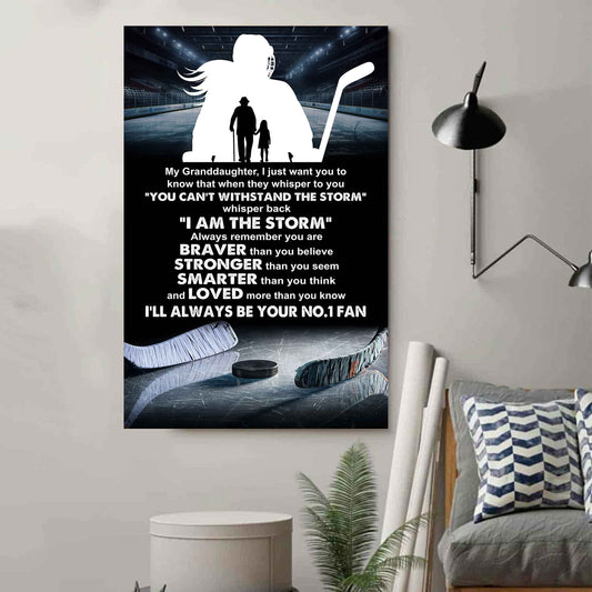 Baketball Poster Canvas Grandpa To Granddaughter - Whisper Back I Am The Storm I Will Always Your No 1 Fan