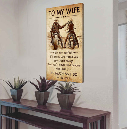 Biker Poster Canvas To My Wife - I Am Not Perfect