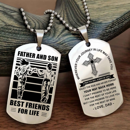 Samurai Cross Double Sided Dog Tag Father And Son Best Friend For Life - Gift For Son Never Forget Your Way Back Home