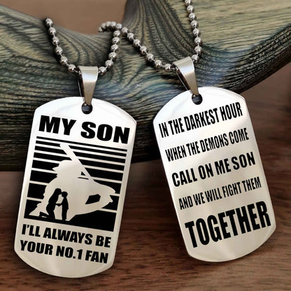 Sport Personalized Double Sided Dog Tag I Will Always Be Your No 1 Fan - Call On Me Son From Dad And Mom