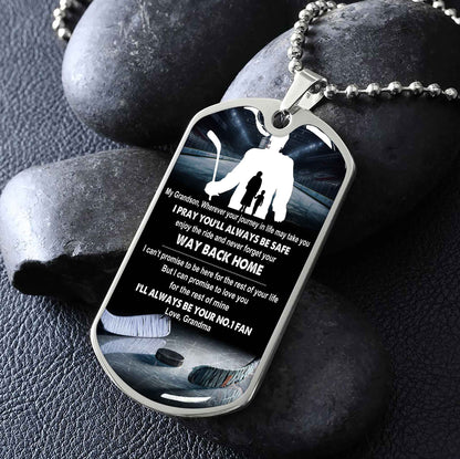 Sport Military Chain 18K Gold Plated Silver Plated To My Grandson From Grandma Motivation Message I Will Always Be Your No 1 Fan