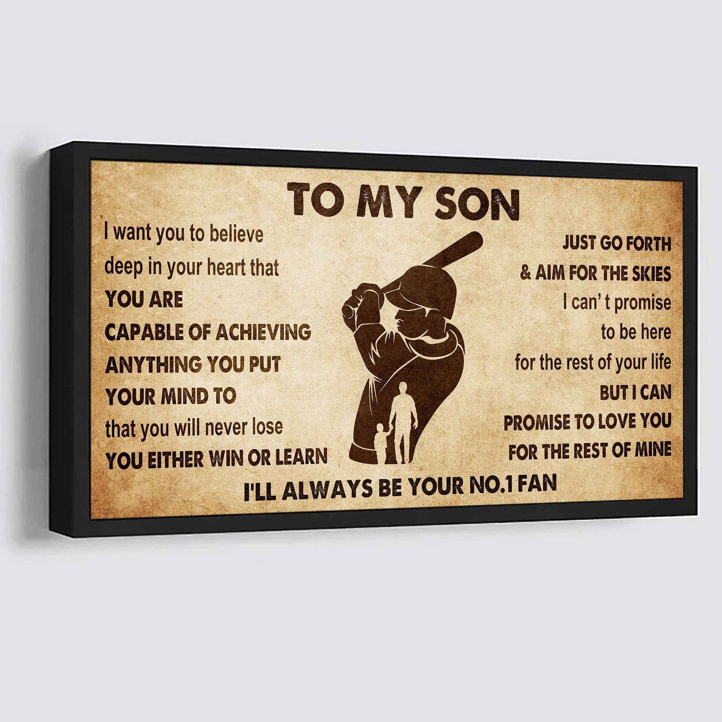 Personalized Sport Poster Canvas I'll Be Your No 1 Fan Dad To Son - You Will Never Lose You Either Win Or Learn