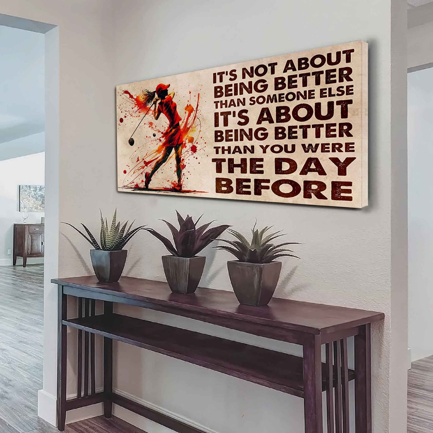 Water Color Woman Basketball Poster Canvas It Is Not About Being Better Than Someone Else Gift For Your Loving Woman