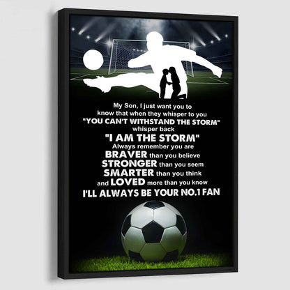 Baseball Poster Canvas Mom To Son - Whisper Back I Am The Storm I Will Always Your No 1 Fan