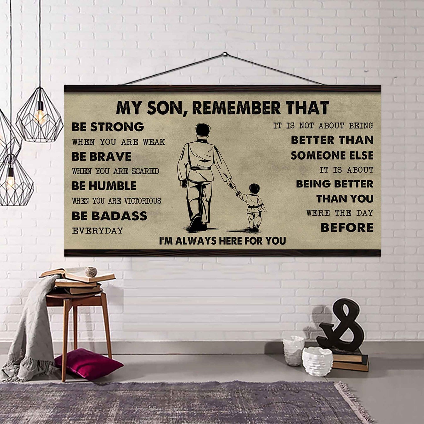 Personalized DRB Poster Canvas - My Son Remember That Be Strong When You Are Weak Be Badass Everyday