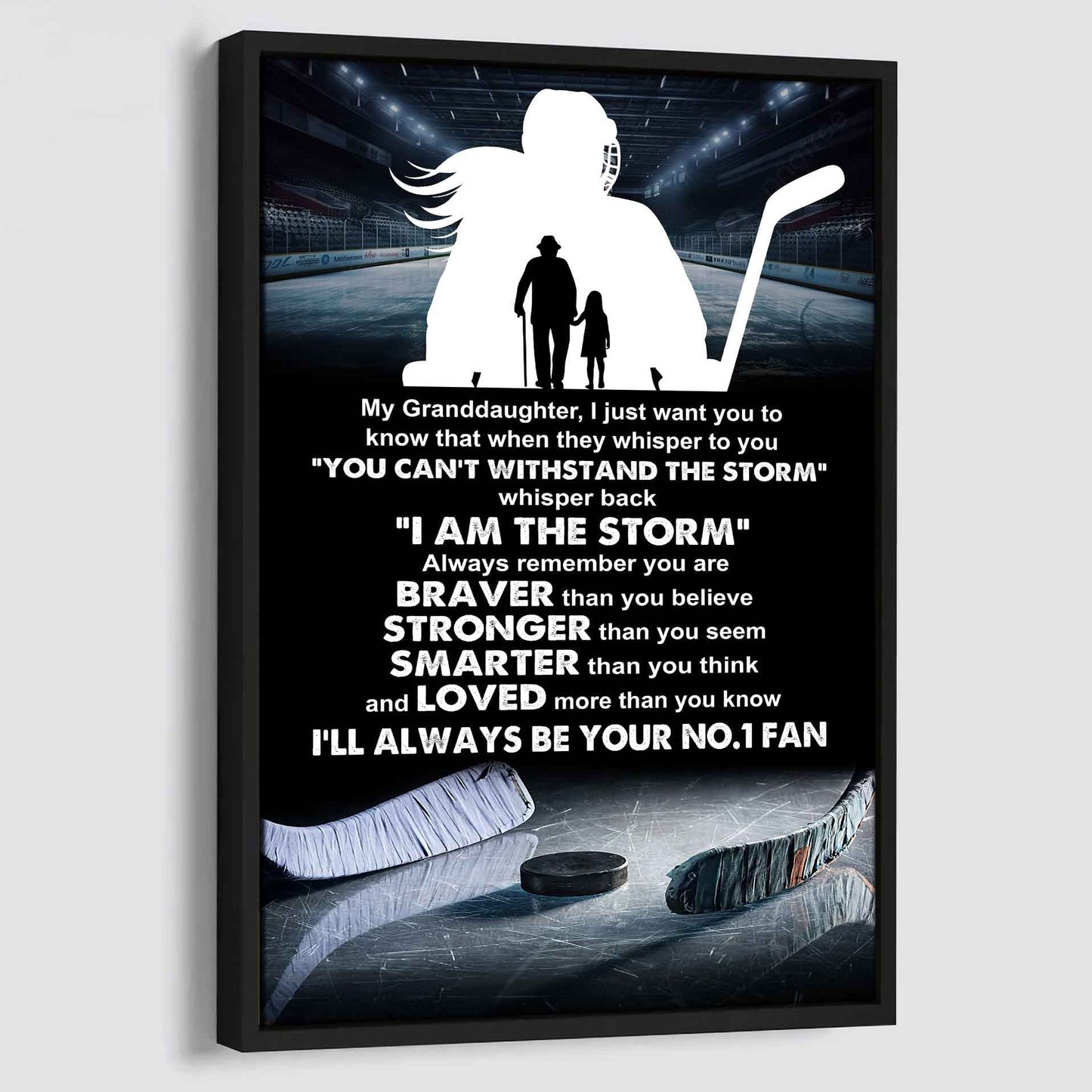 Baketball Poster Canvas Grandpa To Granddaughter - Whisper Back I Am The Storm I Will Always Your No 1 Fan