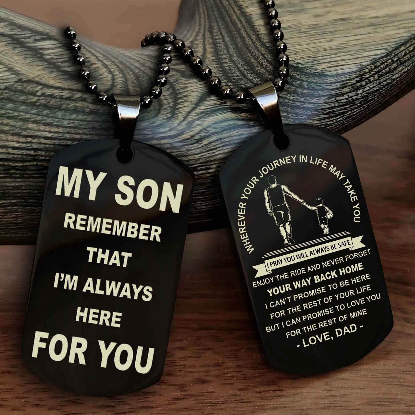 DRB Double Sided Dog Tag My Son Remember That I'm Always Here For You - Enjoy The Ride And Never Forget Your Way Back Home