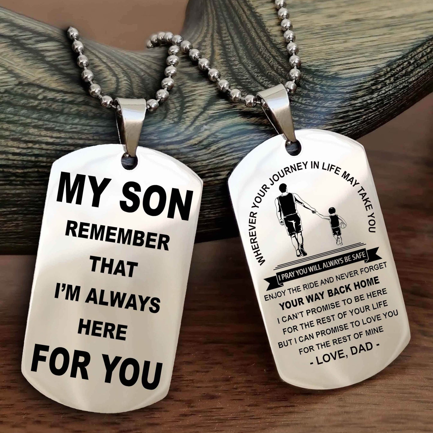 Samurai Double Sided Dog Tag My Son Remember That I'm Always Here For You - Enjoy The Ride And Never Forget Your Way Back Home