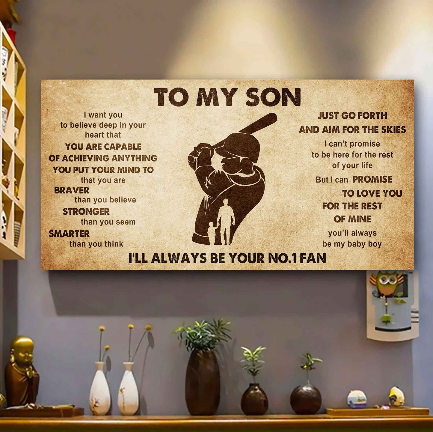 Personalized Sport Poster Canvas I'll Be Your No 1 Fan Dad To Son - That You Are Braver Than You Believe Just Go Forth