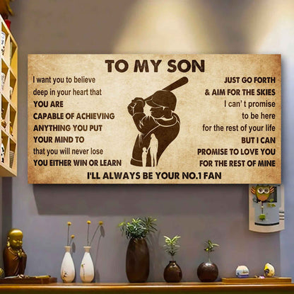 Personalized Sport Poster Canvas I'll Be Your No 1 Fan Mom To Son - You Will Never Losse You Either Win Or Learn
