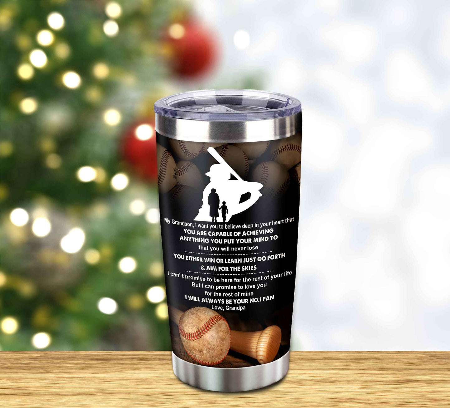 Customizable Tumbler To My Grandson With Inspriration Quotes From Grandpa And Grandma