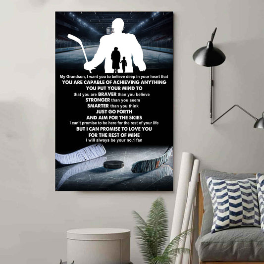 Tennis Poster Canvas Grandma To Grandson - That You Are Braver Than You Believe You Are Capable Of I Will Always Your No 1 Fan