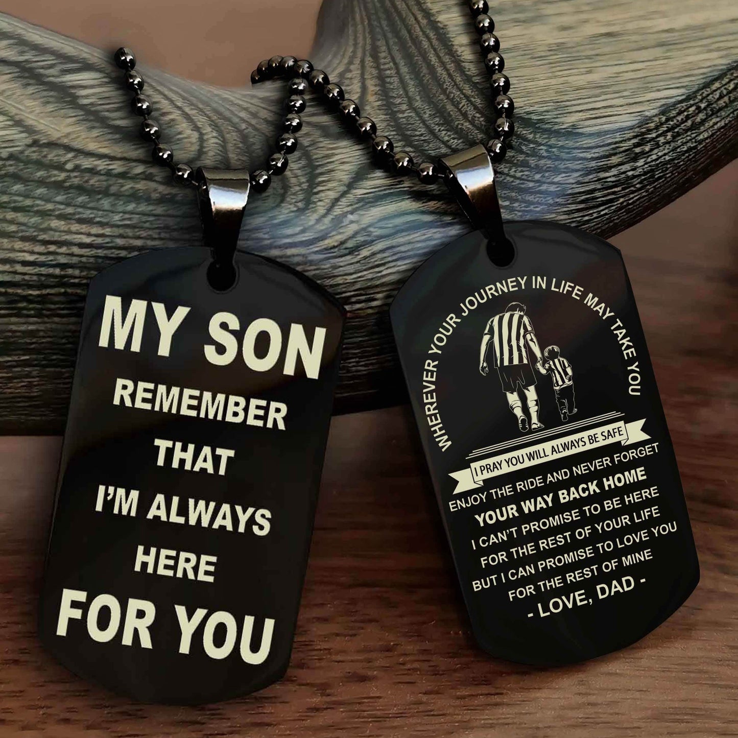 DRB Double Sided Dog Tag My Son Remember That I'm Always Here For You - Enjoy The Ride And Never Forget Your Way Back Home