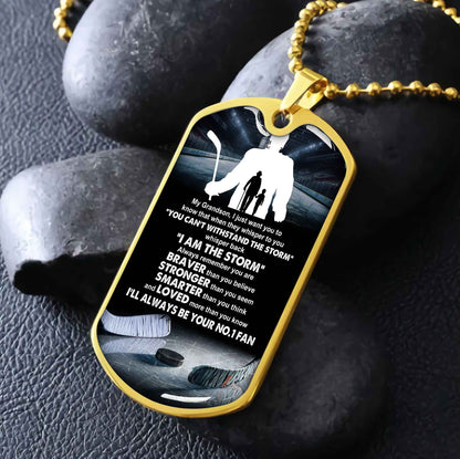 Sport Military Chain 18K Gold Plated Silver Plated To My Grandson From Grandpa Motivation Message I Will Always Be Your No 1 Fan