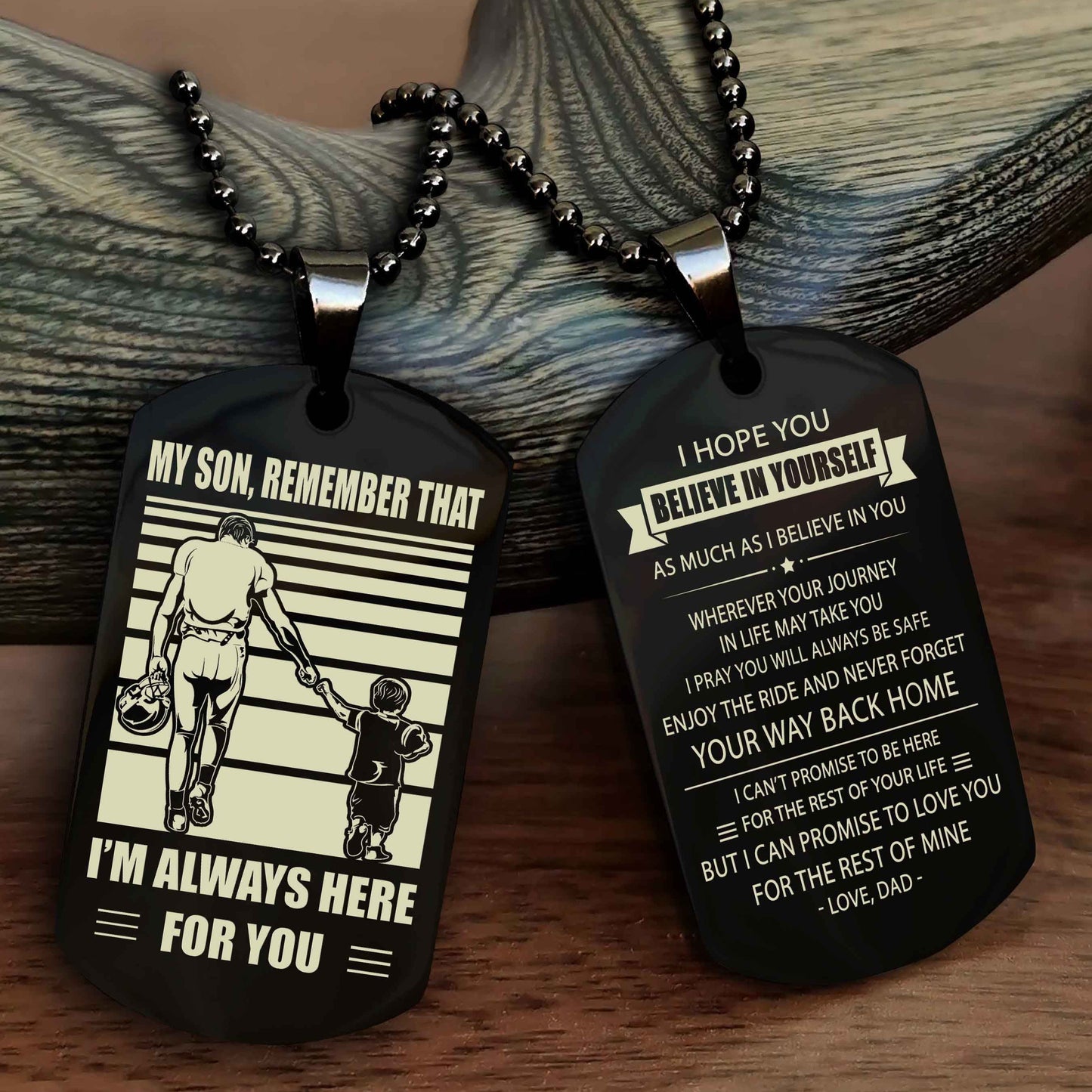 Biker Personalized Double Sided Dog Tag My Son Remember That I Will Always Here Never Forget Your Way Back Home
