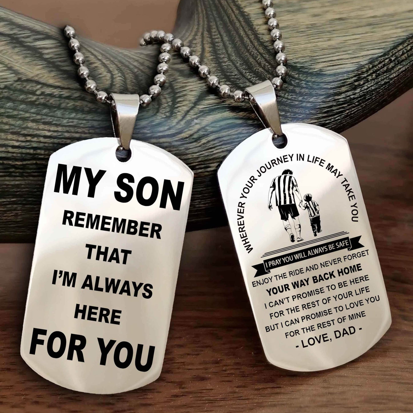 Samurai Double Sided Dog Tag My Son Remember That I'm Always Here For You - Enjoy The Ride And Never Forget Your Way Back Home