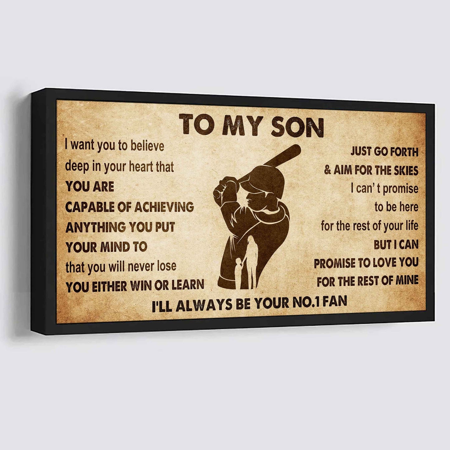 Personalized Sport Poster Canvas I'll Be Your No 1 Fan Mom To Son - You Will Never Losse You Either Win Or Learn
