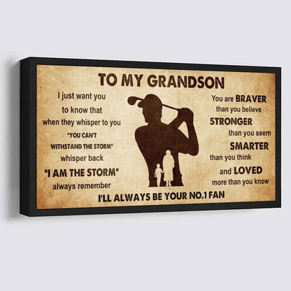 Personalized Sport Baseball Poster Canvas I'll Be Your No 1 Fan Grandma To Grandson - Whisper Back I'm The Storm