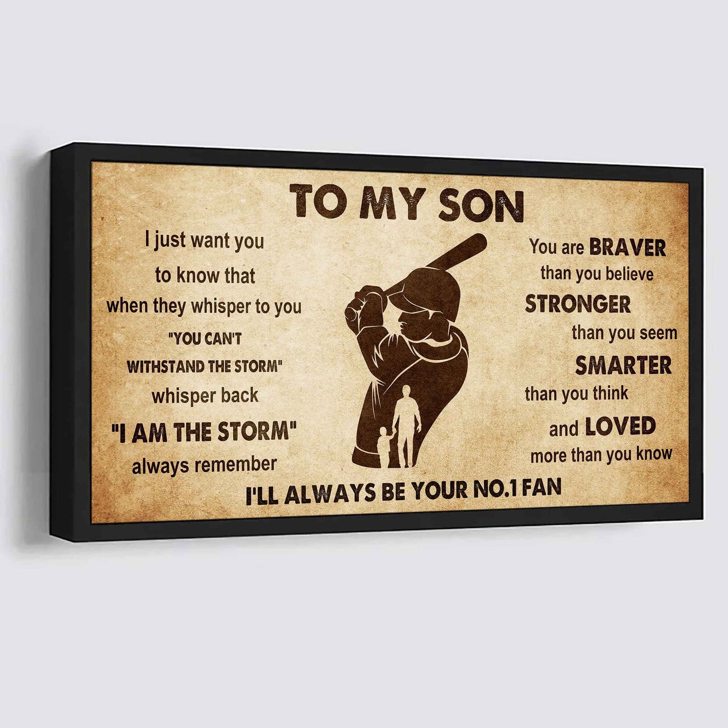 Personalized Sport Poster Canvas I'll Be Your No 1 Fan Dad To Son - Whisper Back I'm The Storm