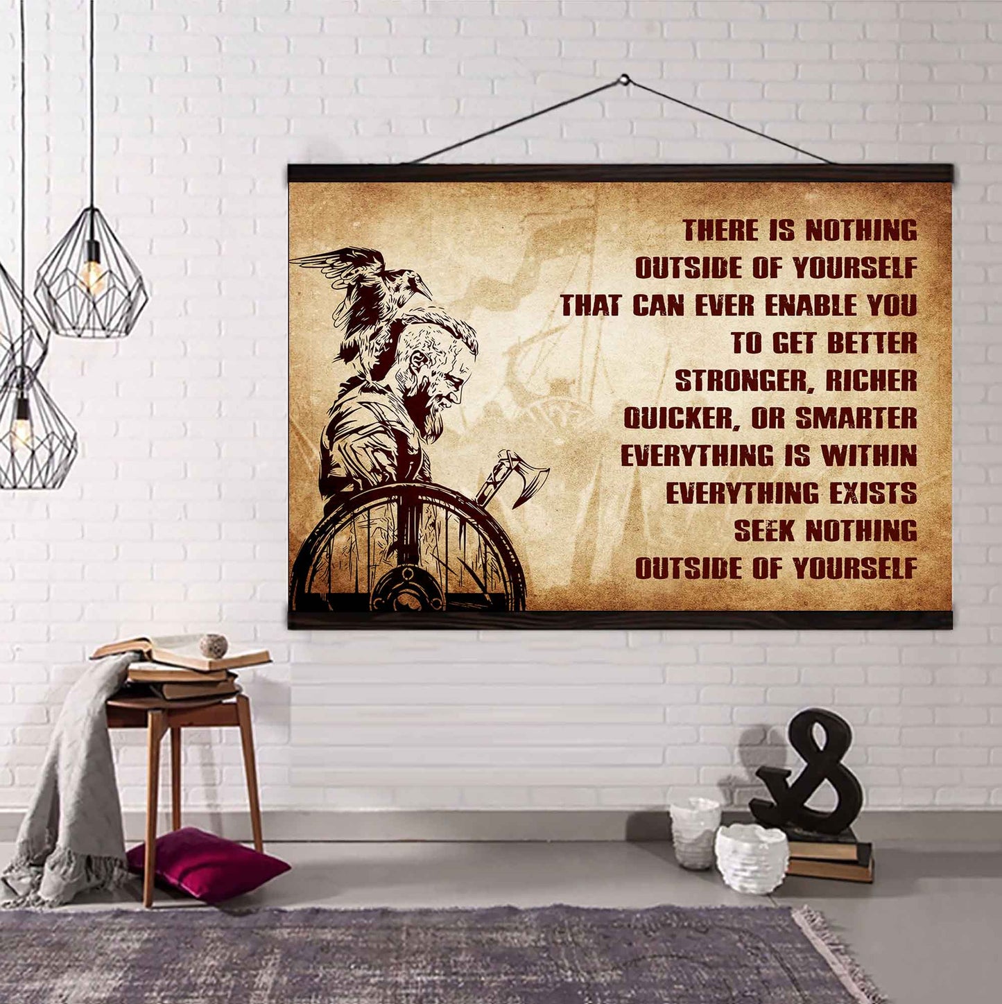 Samurai Poster Canvas There Is Nothing Outside Of Yourself Best Gift With Motivation Quotes
