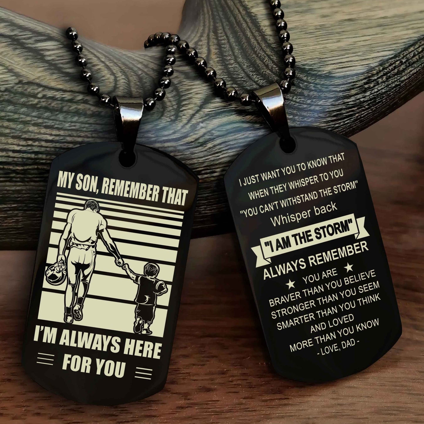 DRB Personalized Double Sided Dog Tag My Son Remember That I Will Always Here Whisper Back I Am The Storm