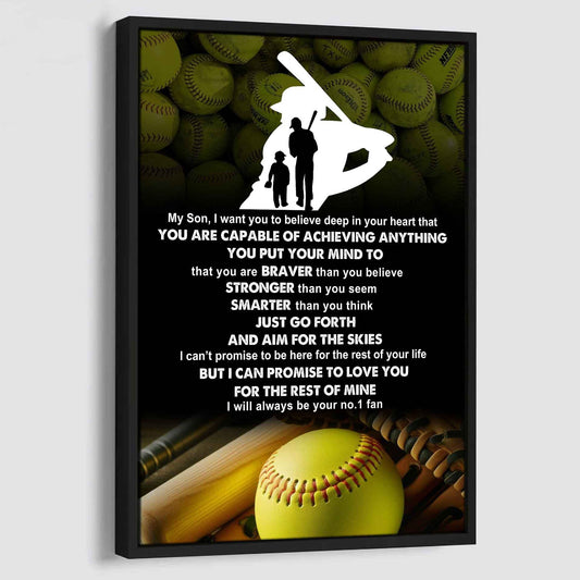 Baseball Poster Canvas Dad To Son - That You Are Braver Than You Believe You Are Capable Of I Will Always Your No 1 Fan