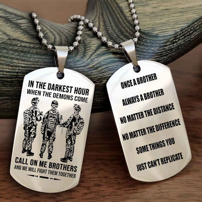 Samurai customizable engraved dog tag double sided gift from brother Once A Brother Always A Brother