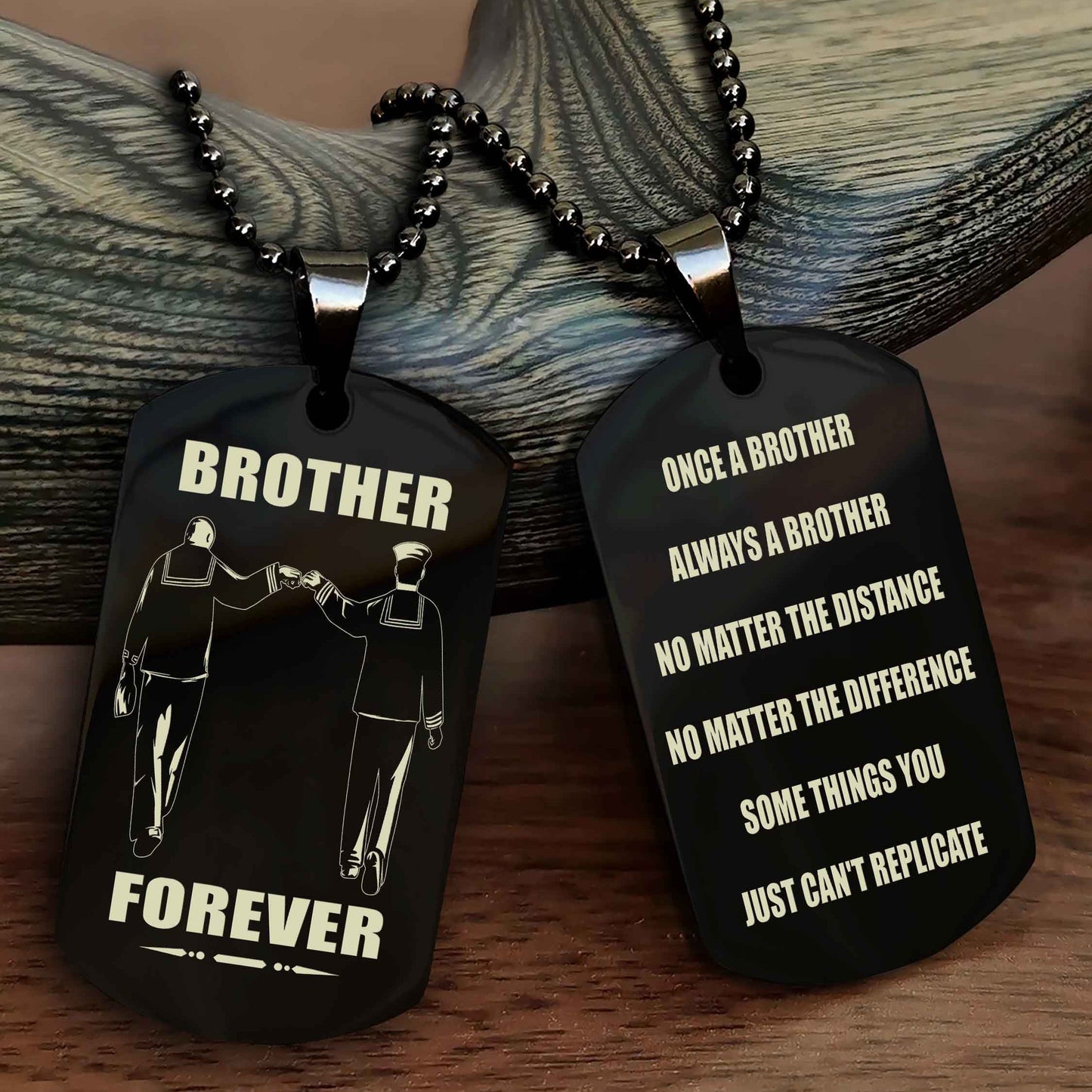 DRB Customizable engraved dog tag double sided gift from brother - Brother Forever Once A Brother Always A Brother