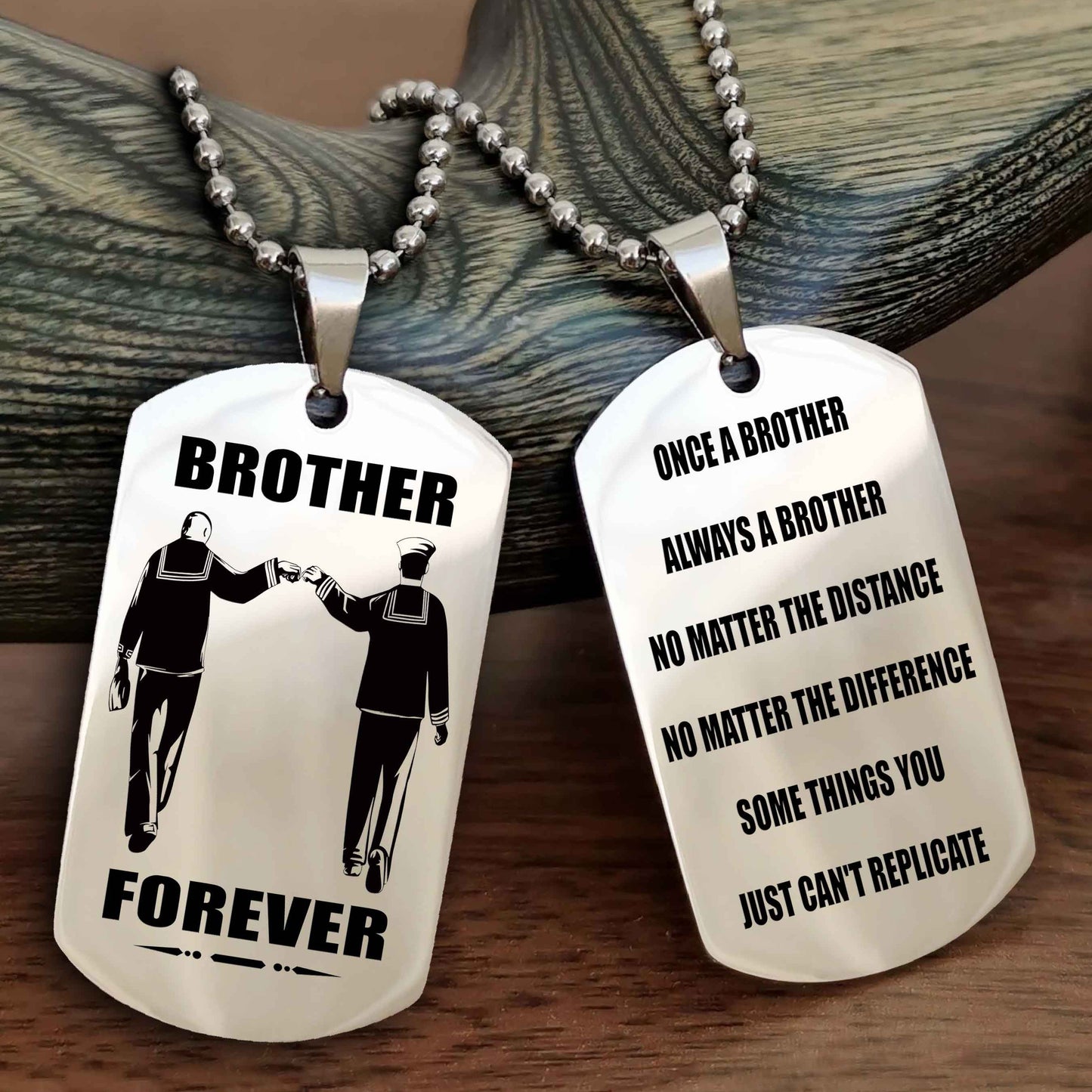 Viking Customizable engraved dog tag double sided gift from brother - Brother Forever Once A Brother Always A Brother
