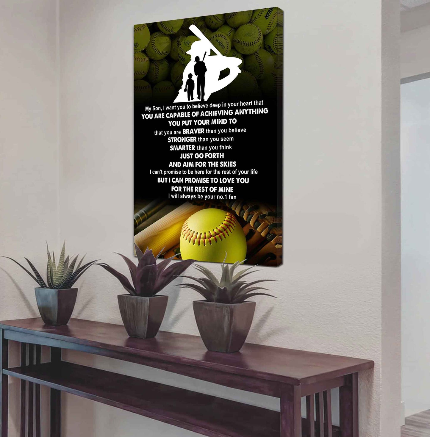 Baseball Poster Canvas Dad To Son - That You Are Braver Than You Believe You Are Capable Of I Will Always Your No 1 Fan