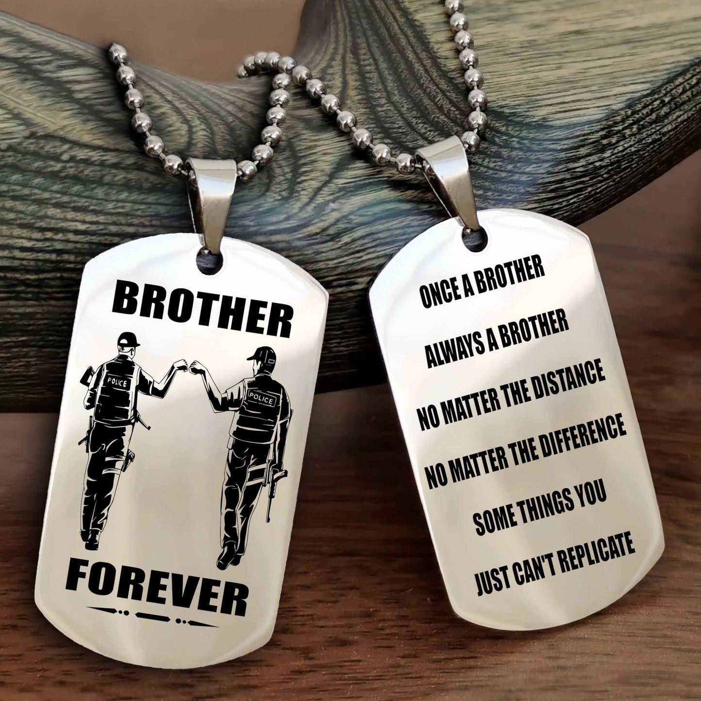 Samurai customizable engraved dog tag double sided gift from brother - Brother Forever Once A Brother Always A Brother