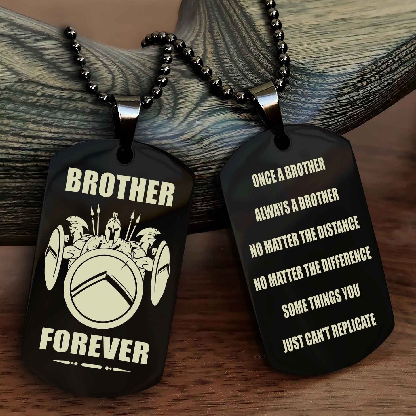 DRB Customizable engraved dog tag double sided gift from brother - Brother Forever Once A Brother Always A Brother