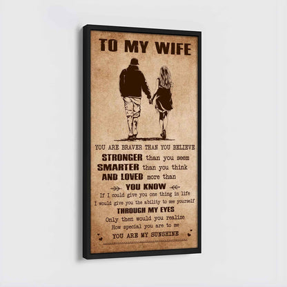 Family Poster Canvas You Are Braver Than You Believe - You Are My Sunshine Gift For Your Wife