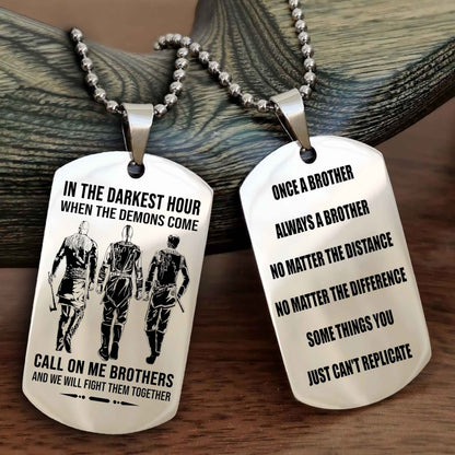 TWD Customizable engraved dog tag double sided gift from brother Once A Brother Always A Brother