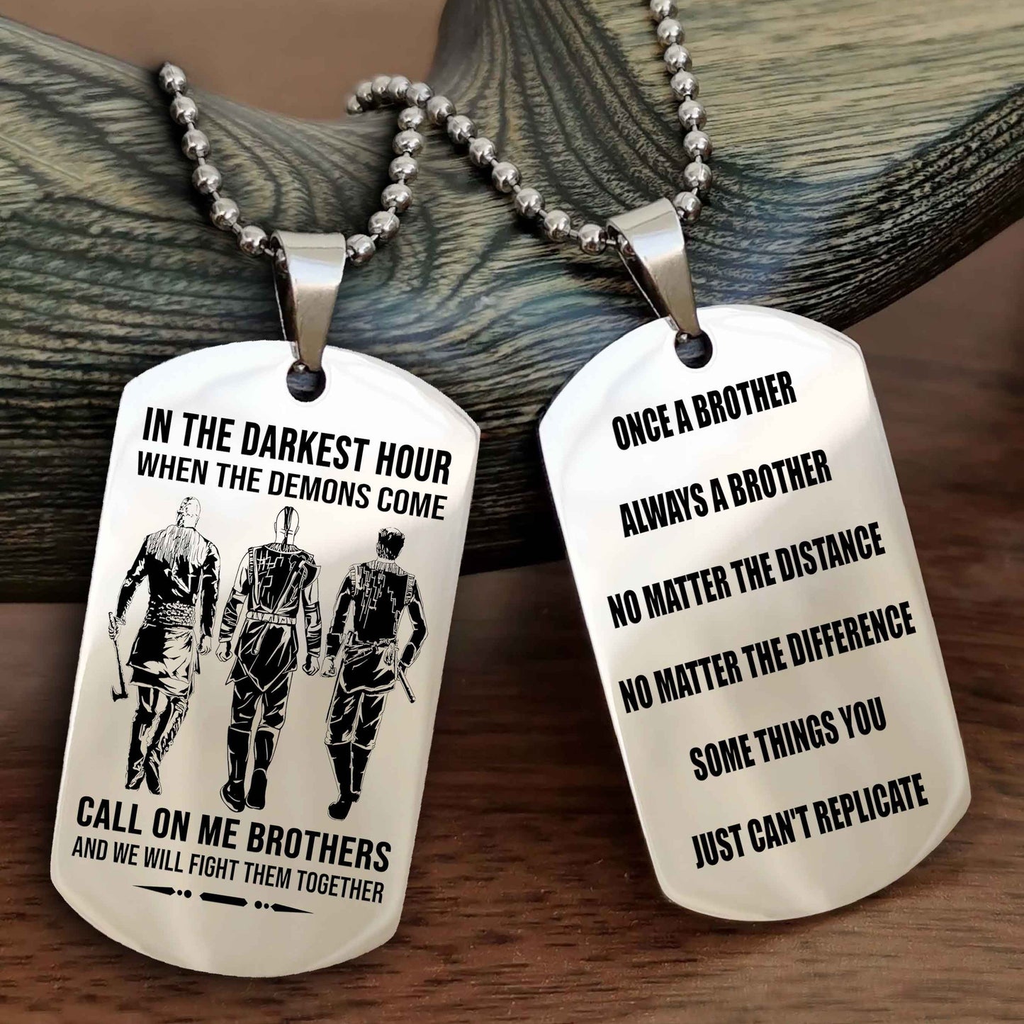 Customizable engraved dog tag double sided gift from brother Once A Brother Always A Brother