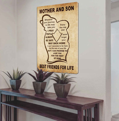 Personalized Family Poster Canvas Mother And Son Best Friend For Life Gift From Mom Gift For Your Son With Motivational Message