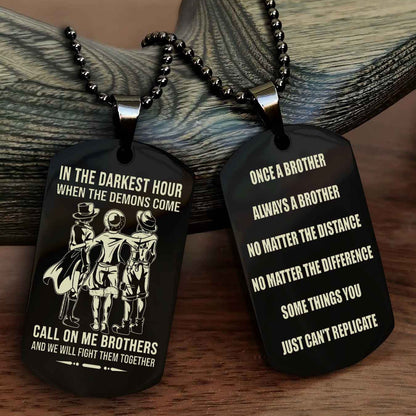 Samurai customizable engraved dog tag double sided gift from brother Once A Brother Always A Brother