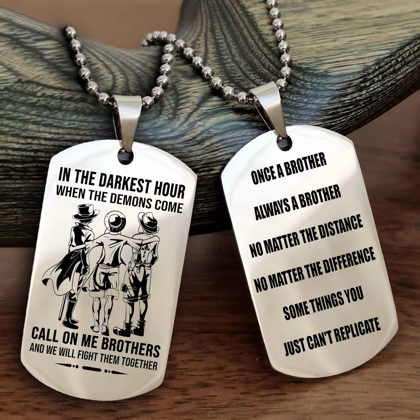 Customizable engraved dog tag double sided gift from brother Once A Brother Always A Brother