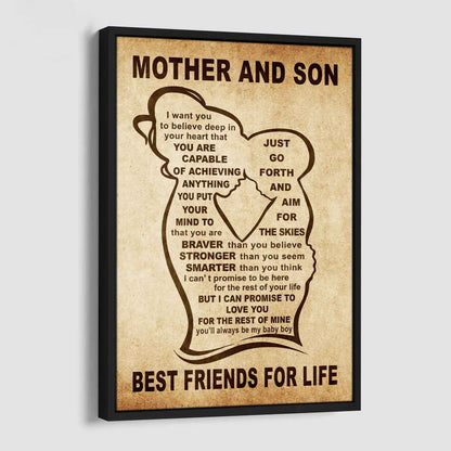 Personalized Family Poster Canvas Mother And Son Best Friend For Life Gift From Mom Gift For Your Son With Motivational Message