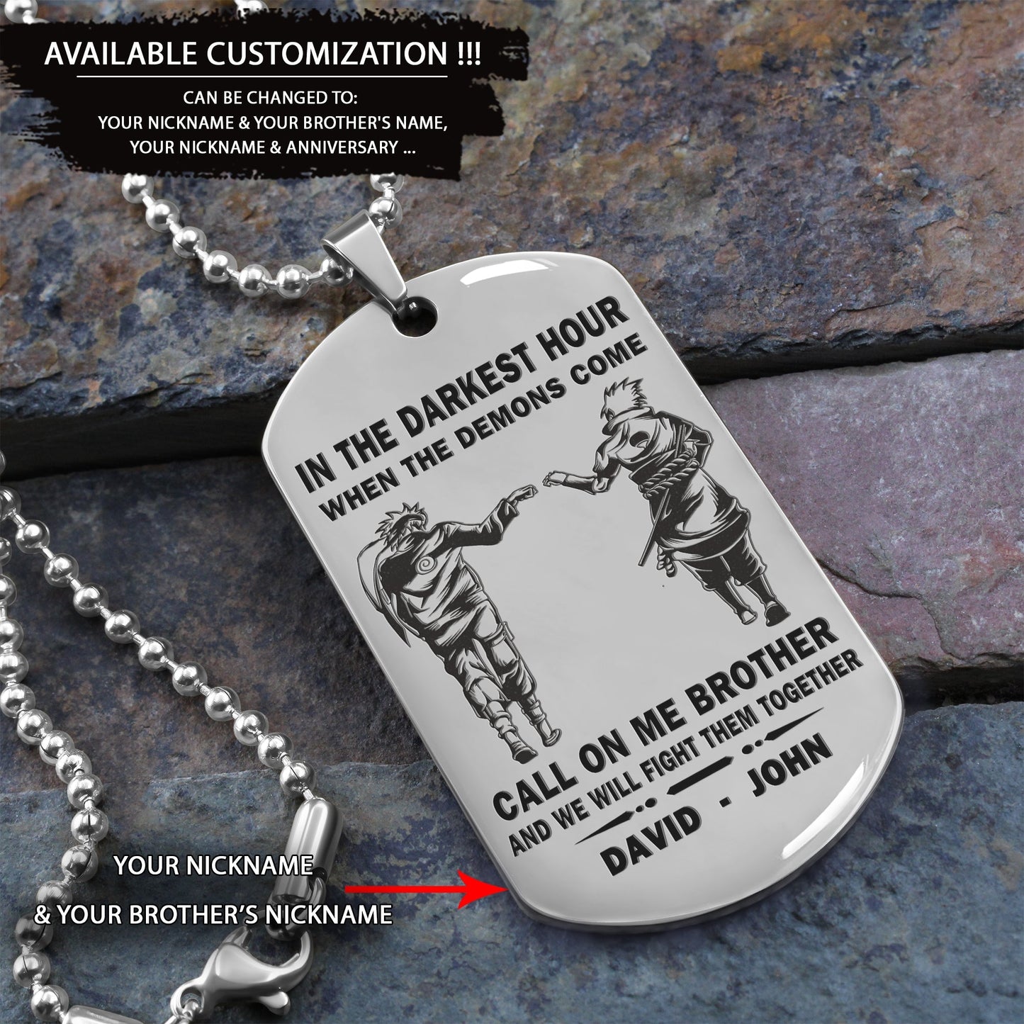 Personalized One Sided Dog Tag Call On Me Brother And We Will Fight Them Together Gift For Your Brother Your Cousins