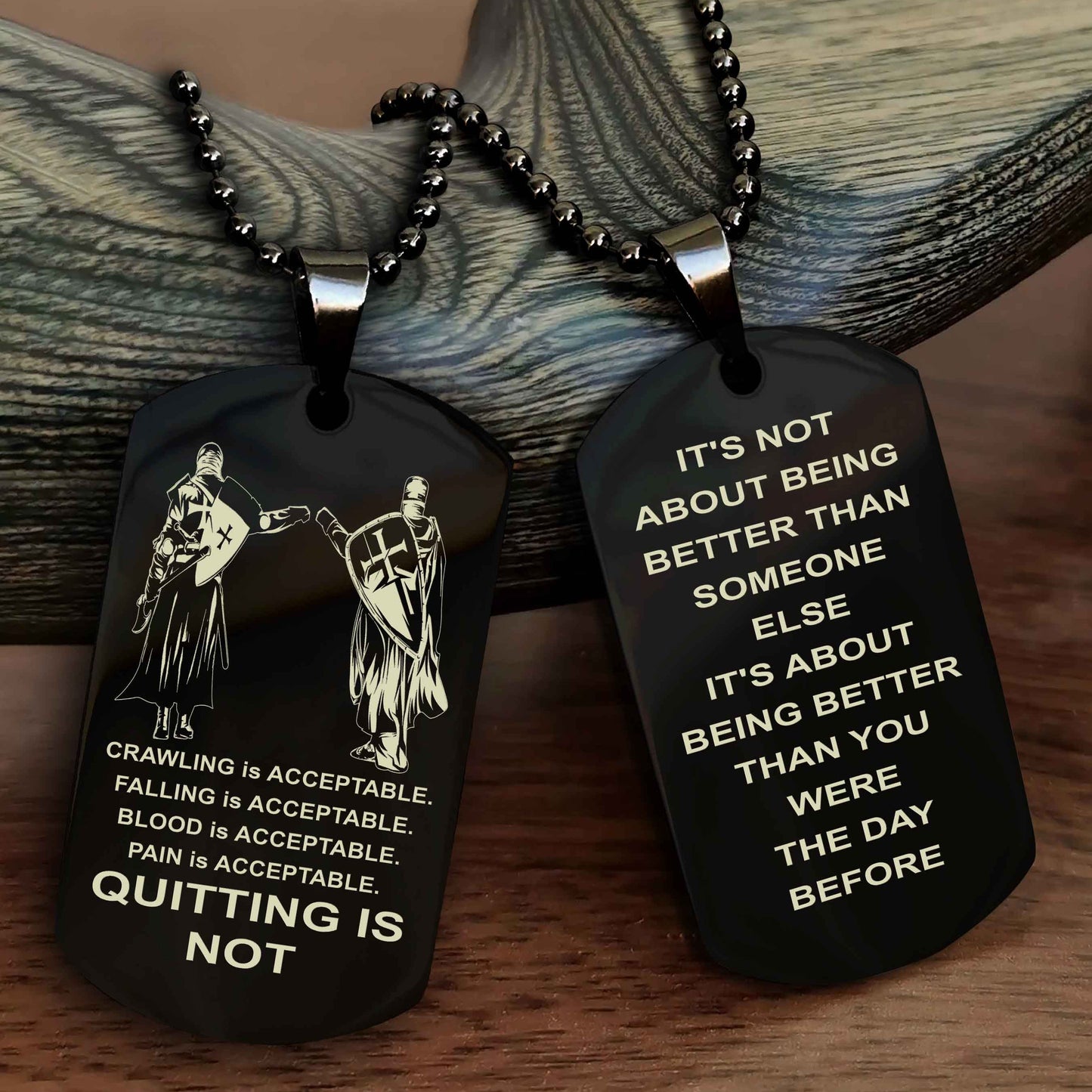 Spartan Double Sided Dog Tag Quiting Is Not It Is About Being Better Than You Were The Day Before