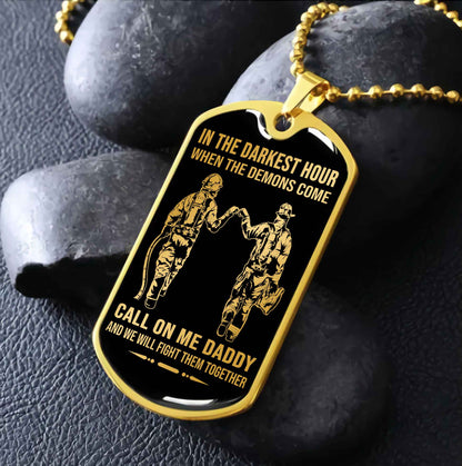 DRB Military Chain Silver Plated 18K Gold Plated Call On Me Daddy Gift For Your Dad