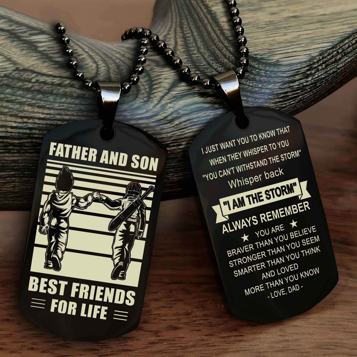 Cowboy Personalized Double Sided Dog Tag To My Son I Love You - Whisper Back I'm The Storm