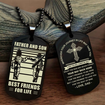 Samurai Cross Double Sided Dog Tag Father And Son Best Friend For Life - Gift For Son Never Forget Your Way Back Home