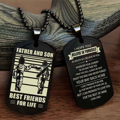 Samurai Personalized Double Sided Dog Tag Black To My Son I Love You - Enjoy The Ride And Never Forget Your Way Back Home From