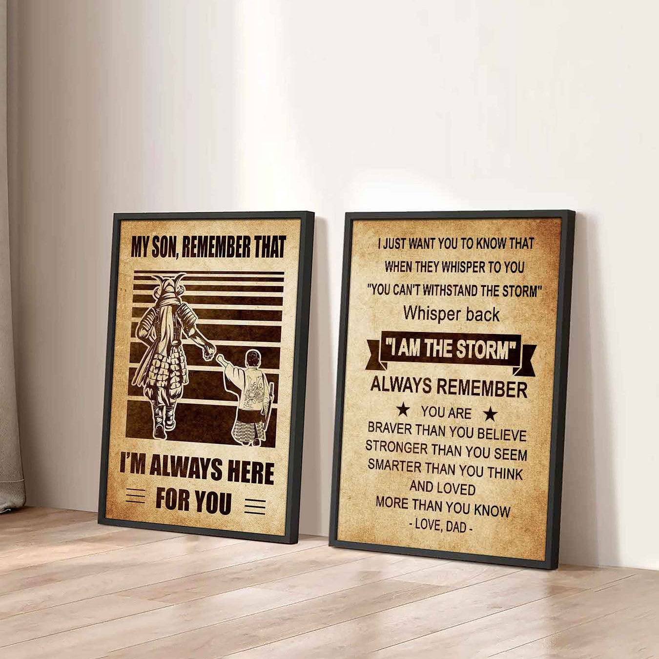 Combo 2 DRB Poster Canvas My Son Remember That - Whisper Back I'm The Storm