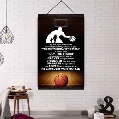 Baseball Poster Canvas Dad To Son - Whisper Back I Am The Storm I Will Always Your No 1 Fan