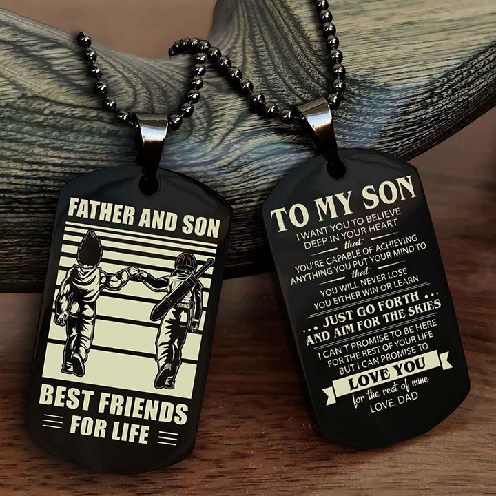 DRB Double Sided Dog Tag Father And Son Best Friend For Life - Gift For Son Just Go Forth And Aim For The Skies